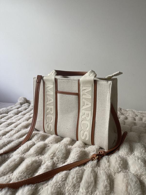 marcs barbados natural beige zip top tote bag