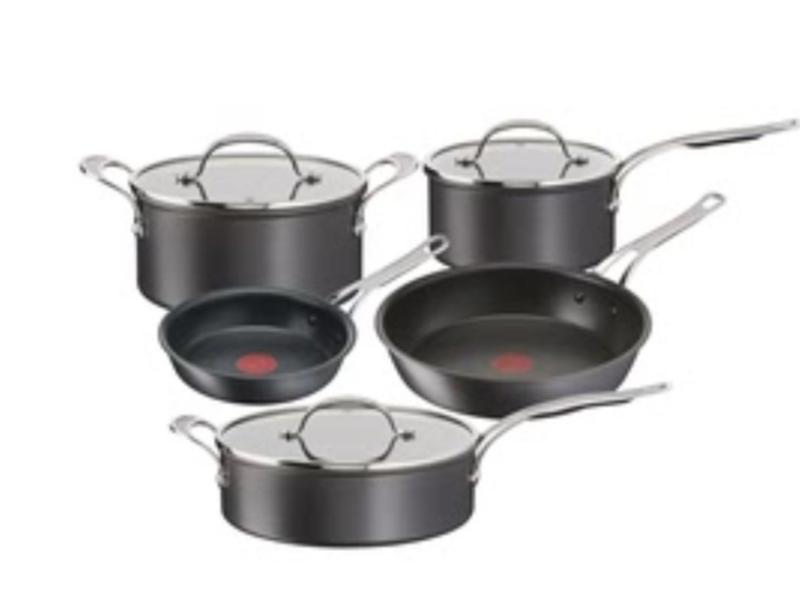 TEFAL tefal jamie oliver cook's direct stainless steel frying pan, 5 piece  cookware set, non-stick coating, heat indicator, riveted