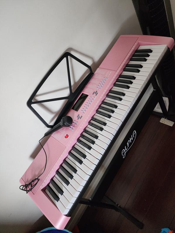 Alpha 61 Key Lighted Electronic Keyboard In Pink