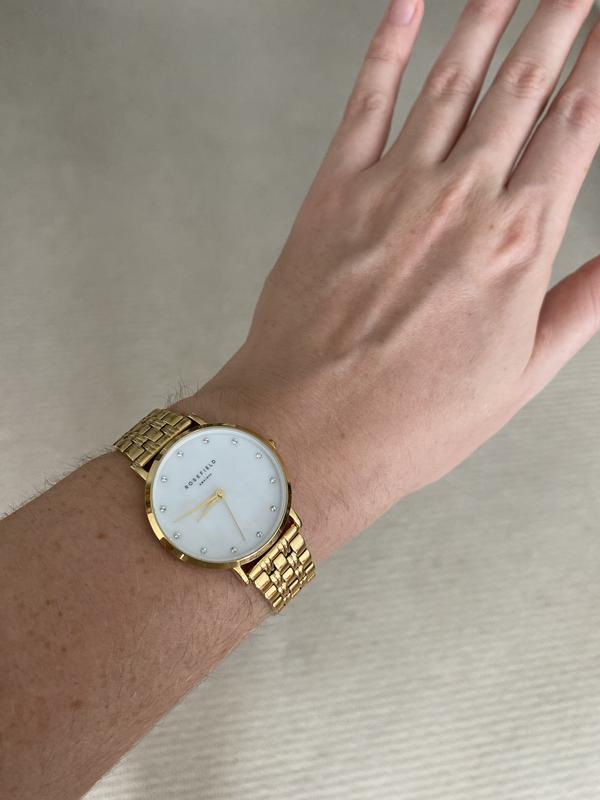 Rosefield Upper East Side Mother Of Pearl Dial And Crystal Indices Gold Bracelet Watch MYER