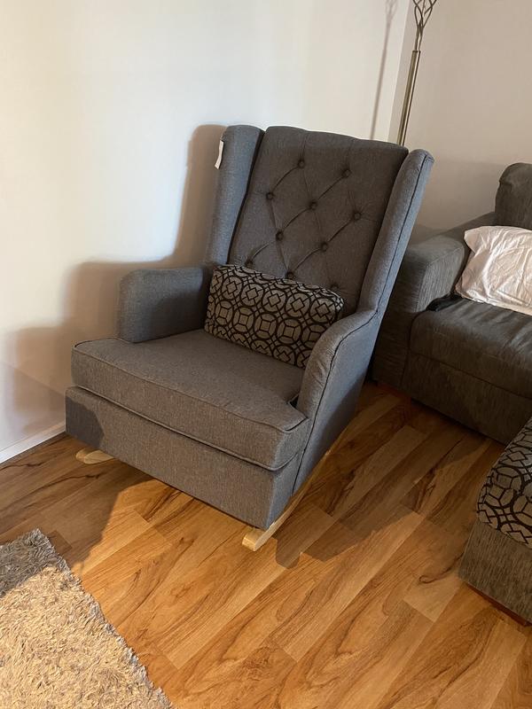 Artiss Fabric Rocking Armchair Grey MYER