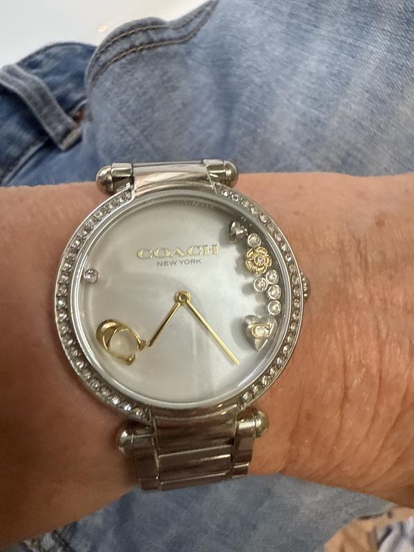 Coach Cary Ionic Plated Thin Steel Mother Of Pearl Dial 