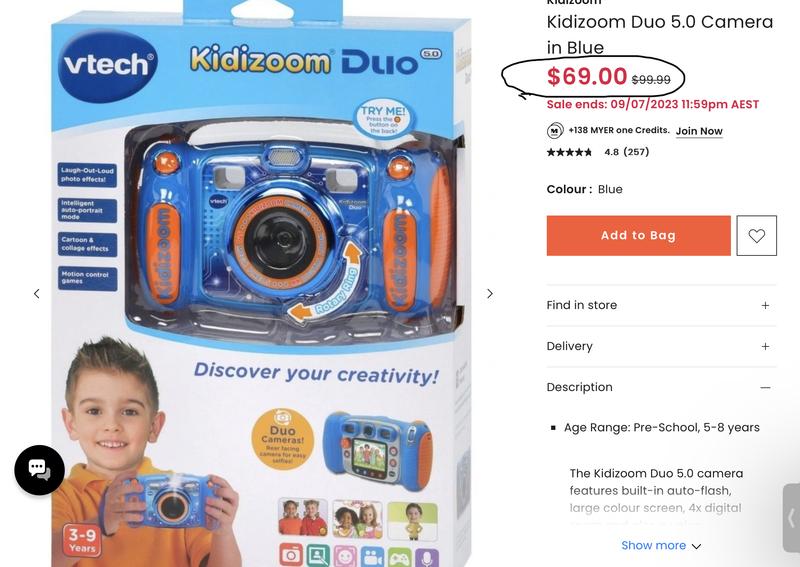 VTech Kidizoom Duo 5.0 Deluxe Digital Selfiekamera MP3-spelare