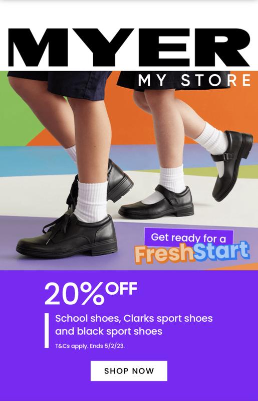 Myer clarks school sale shoes