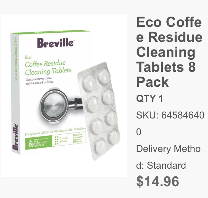 Breville coffee outlet cleaning tablets