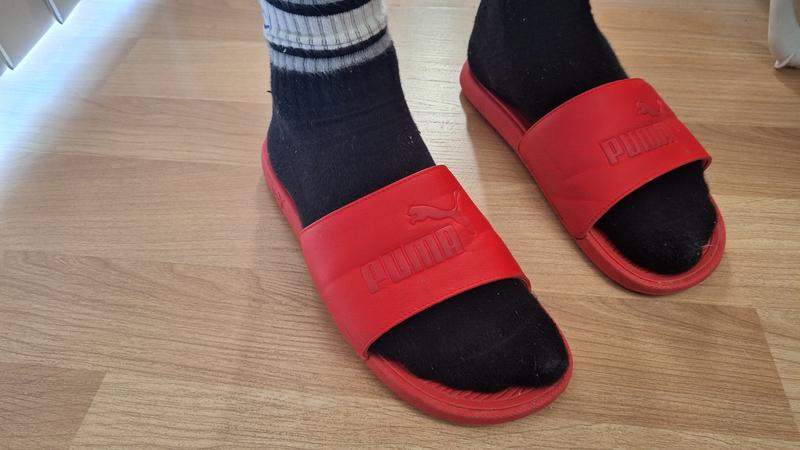 Red velvet puma on sale slides