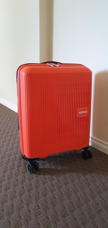 Orange Suitcase Tourister Spinner MYER American Bright 55cm In Aerostep |