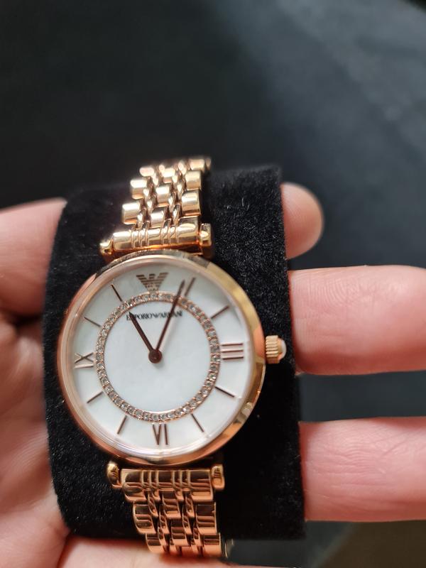 Emporio Armani Gianni T-Bar Rose Gold Stainless Steel Luxury Watch | MYER