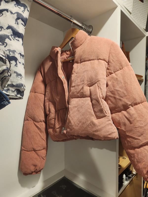 Topshop pink corduroy hot sale puffer jacket