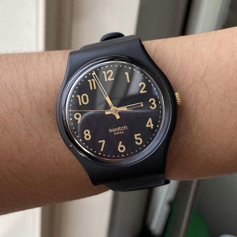 Swatch Golden Tac Black Silicone Quartz Watch MYER