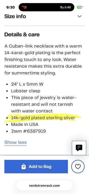 Details say 925 FALSE