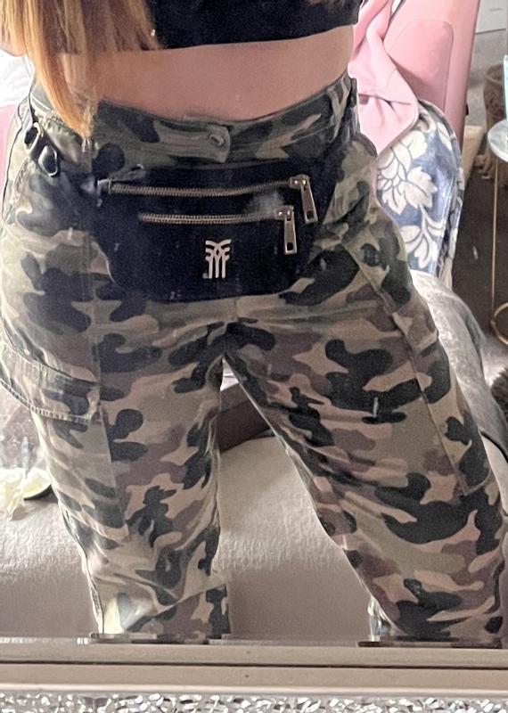 Green Camo High Waist Cargo Trousers