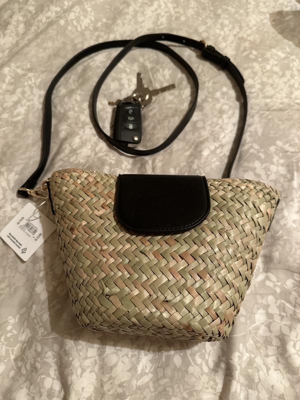 Stone Straw Effect Cross Body Bag