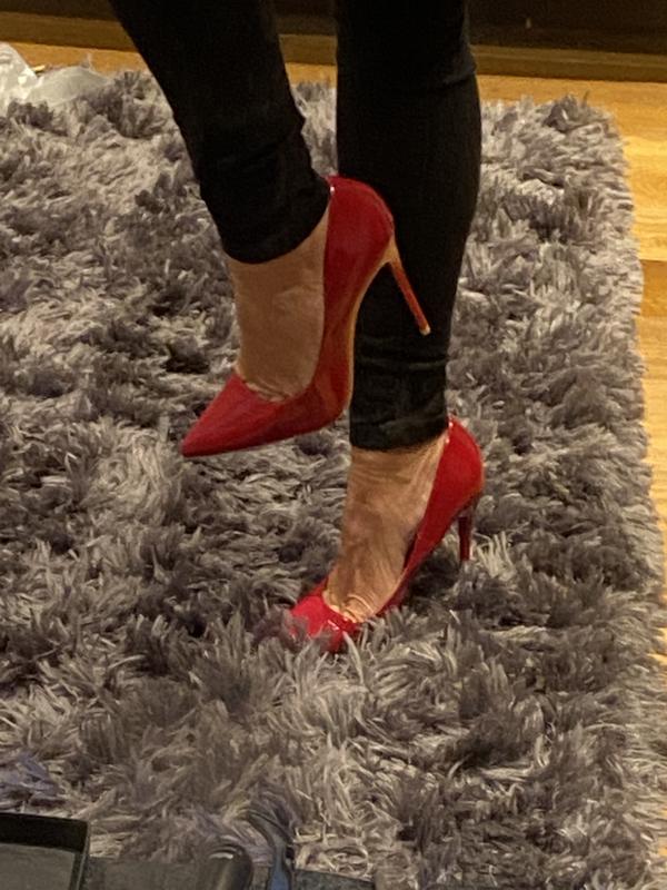 Red pointed high on sale heels