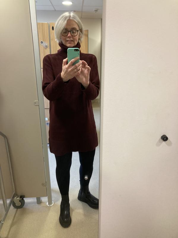 Burgundy Knit Roll Neck Mini Jumper Dress | New Look