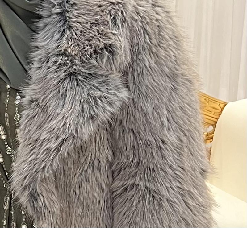 New look faux fur short coat in grey online