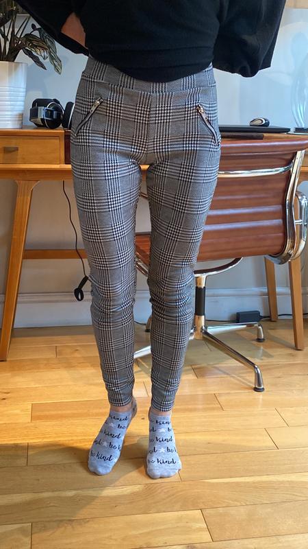 Black Printed Check Leggings