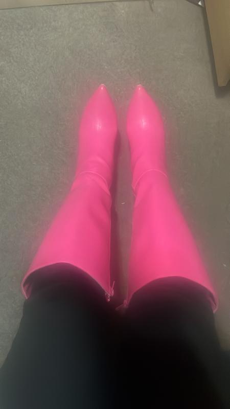 Neon pink outlet knee high boots