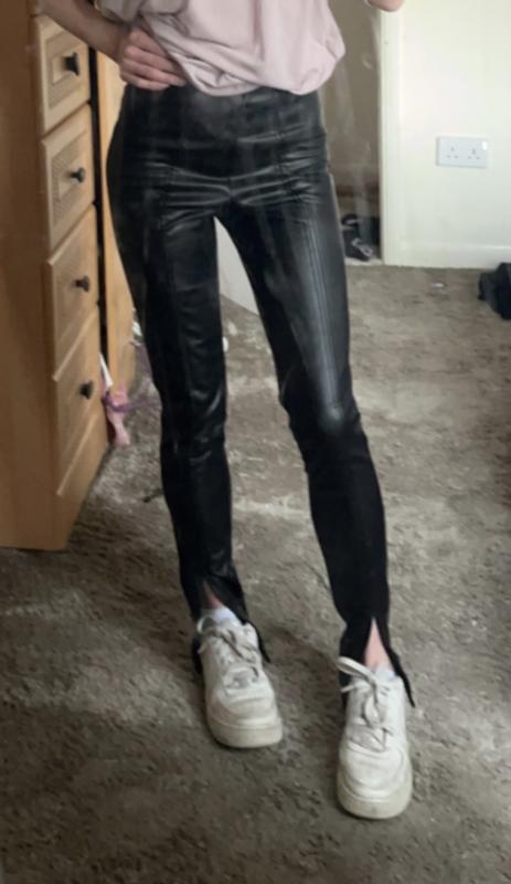 New Look faux leather split front legging in black