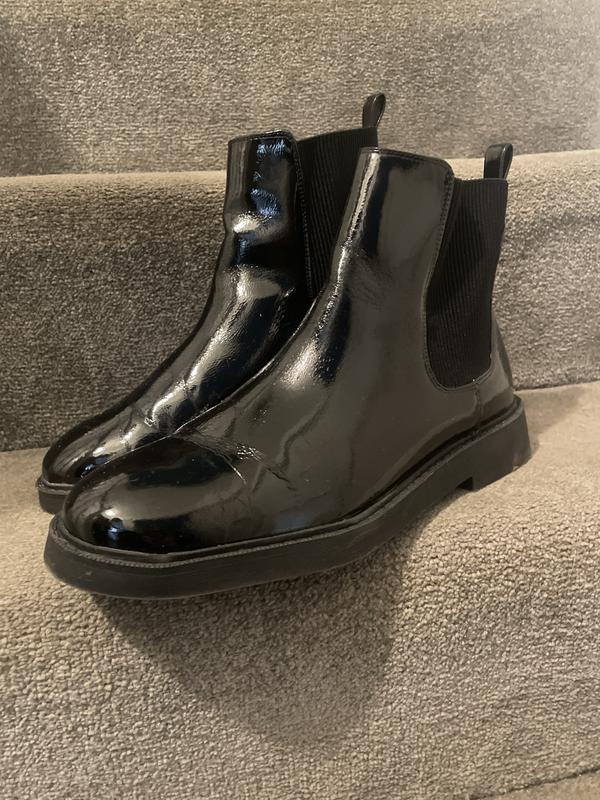 Patent on sale chelsea boots