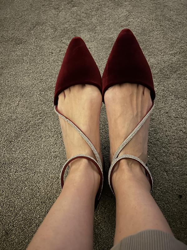 Burgundy flats best sale with ankle strap