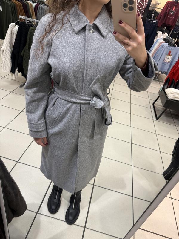 Grey Button Front Belted Midi Coat | New Look