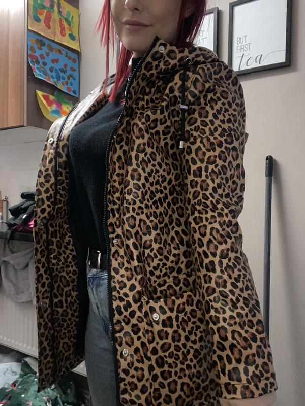 Leopard print raincoat with hood best sale