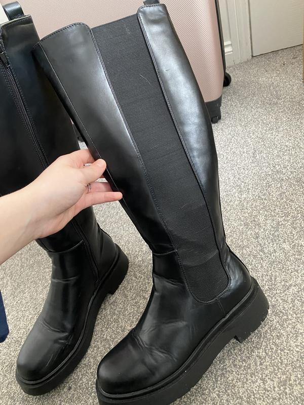 New look black 2024 knee high boots