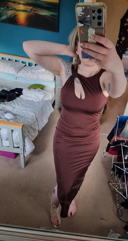 Red Keyhole Neck Jersey Midi Dress | New Look