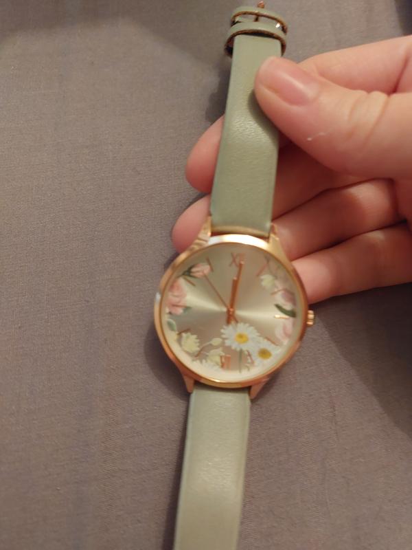 Grey Floral Leather Look Strap Watch New Look