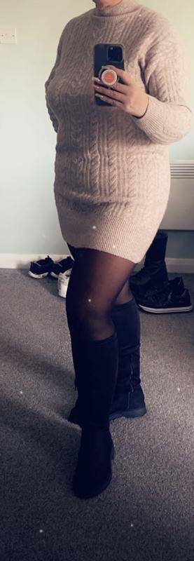 Grey Cable Knit Mini Dress | New Look