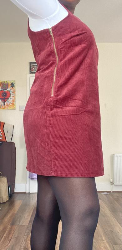 Burgundy Cord Mini Pinafore Dress | New Look