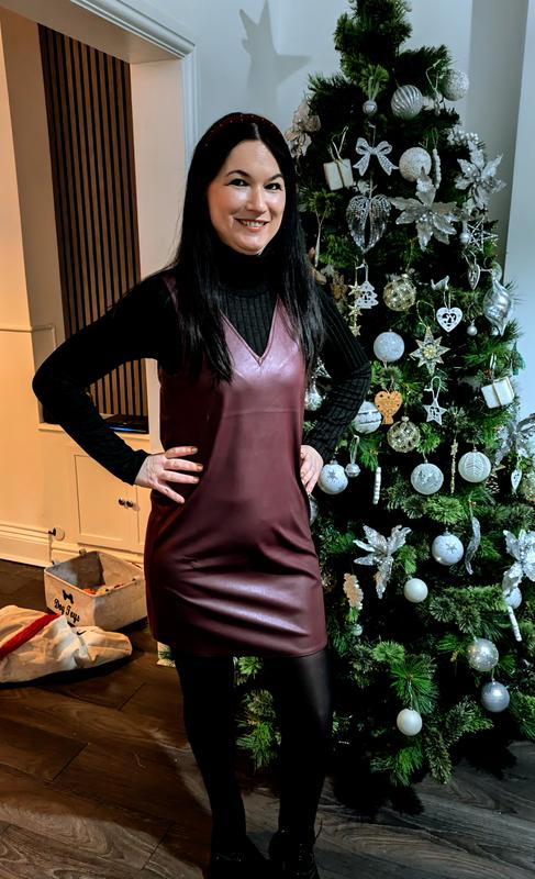 burgundy faux leather mini dress Hailey Strapless Faux Leather Minidress in Burgundy main image 0