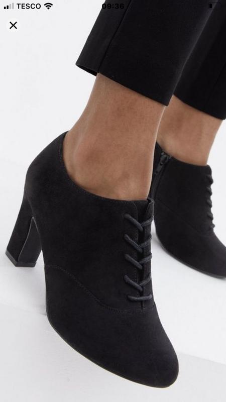 Wide Fit Black Suedette Lace Up Block Heel Shoe Boots | New Look