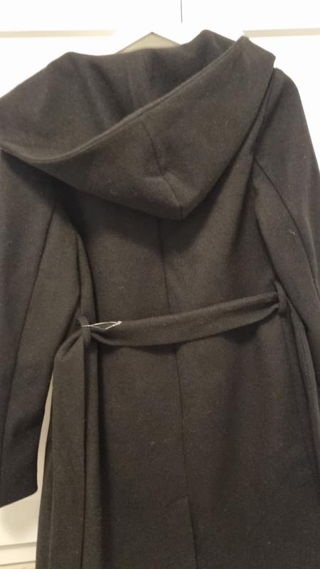 Black Hooded Unlined Belted Coat