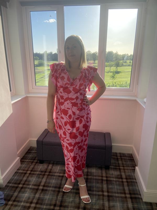 pink patchwork dress Walking On Sunshine Maxi Dress Pink/Coral / L