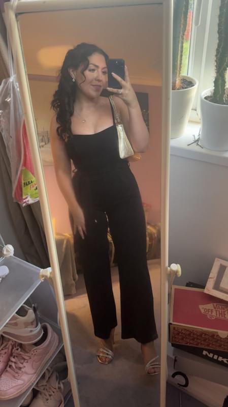 Petite Black Bandeau Belted Jumpsuit