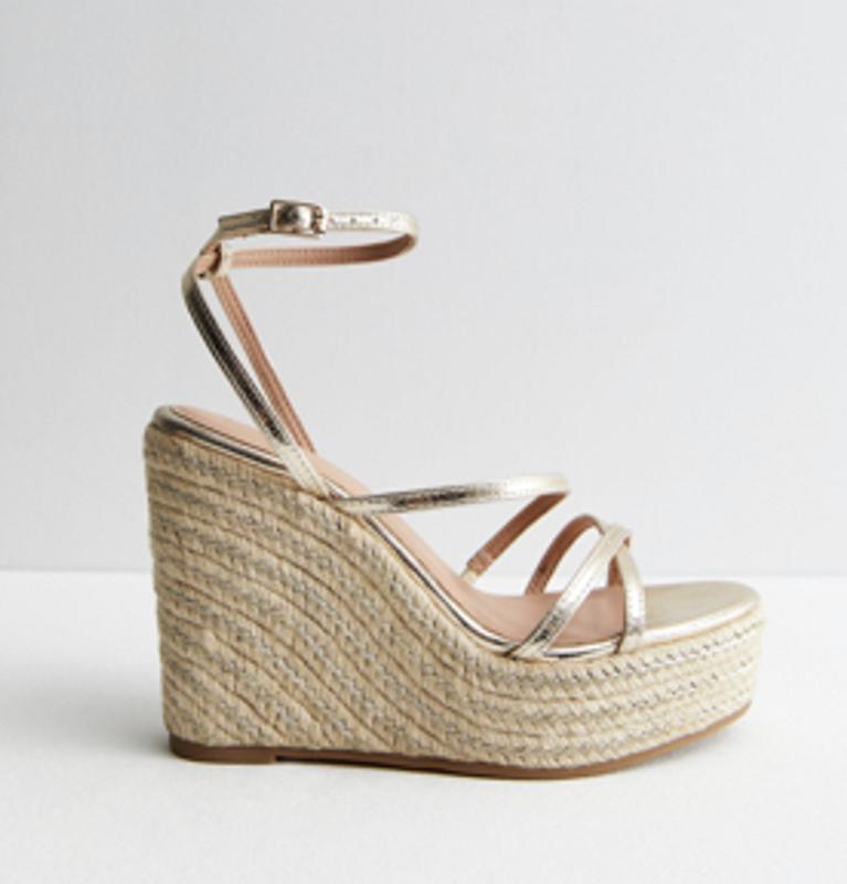 Gold shop strappy wedges