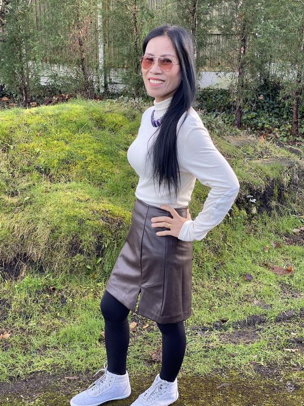 Brown leather skirt new look sale