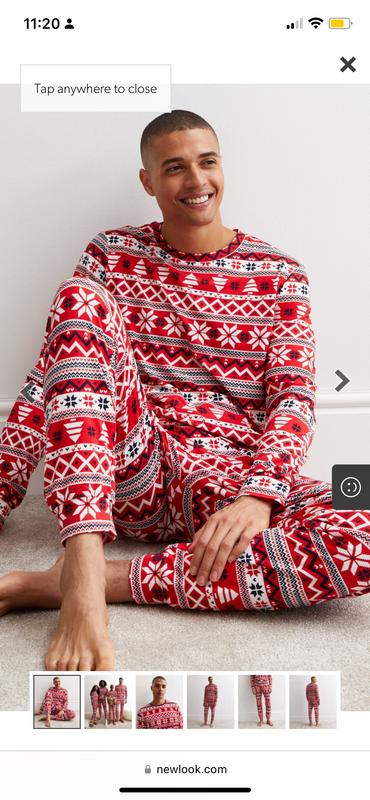 Red Soft Touch Christmas Family Pyjama Set with Fair Isle Pattern