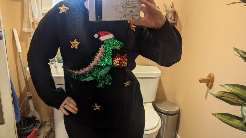 Ladies dinosaur christmas jumper sale