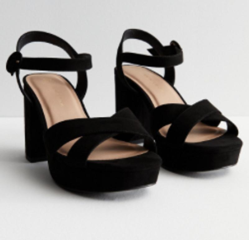 Wide fit black on sale heels