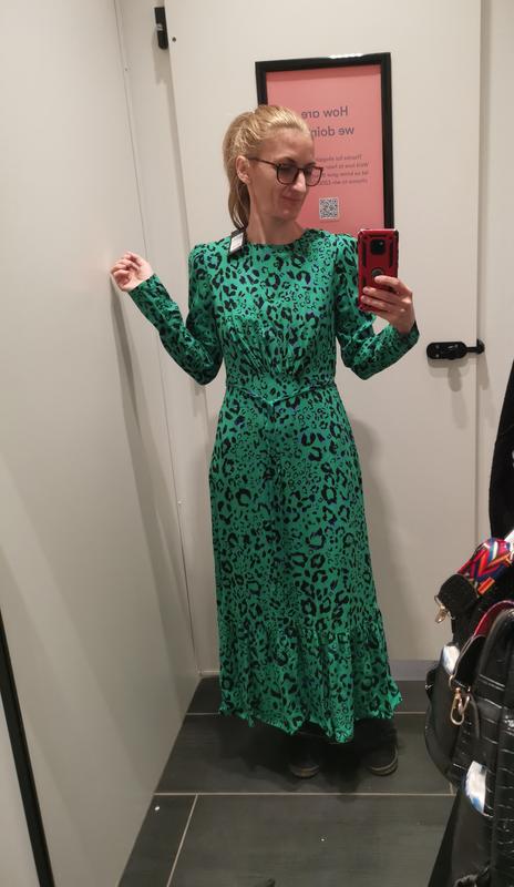 Green leopard print outlet dress new look