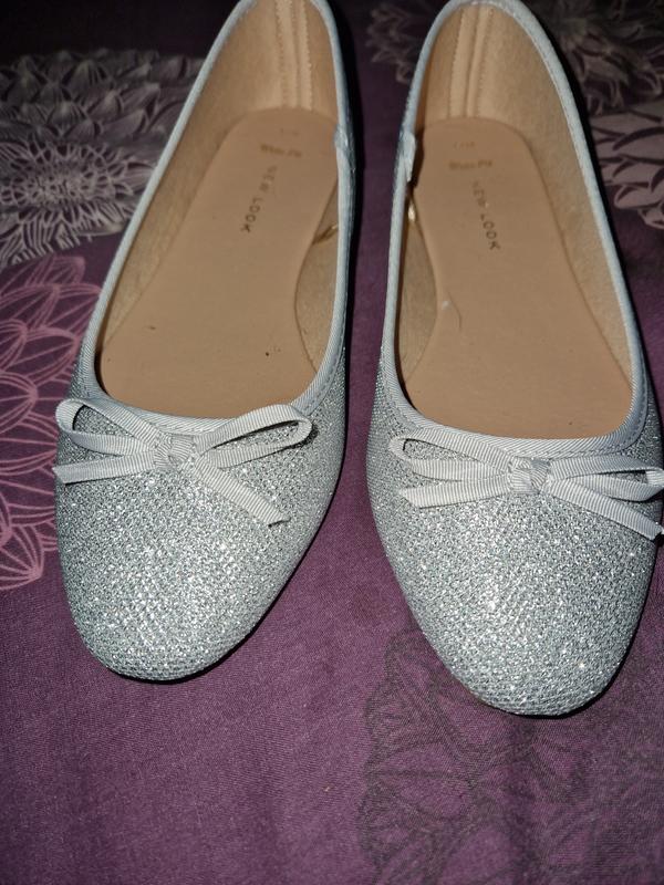 Silver flat best sale shoes new look