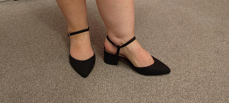 Extra Wide Fit Black Suedette 2-Part Block Sandal Heels New Look