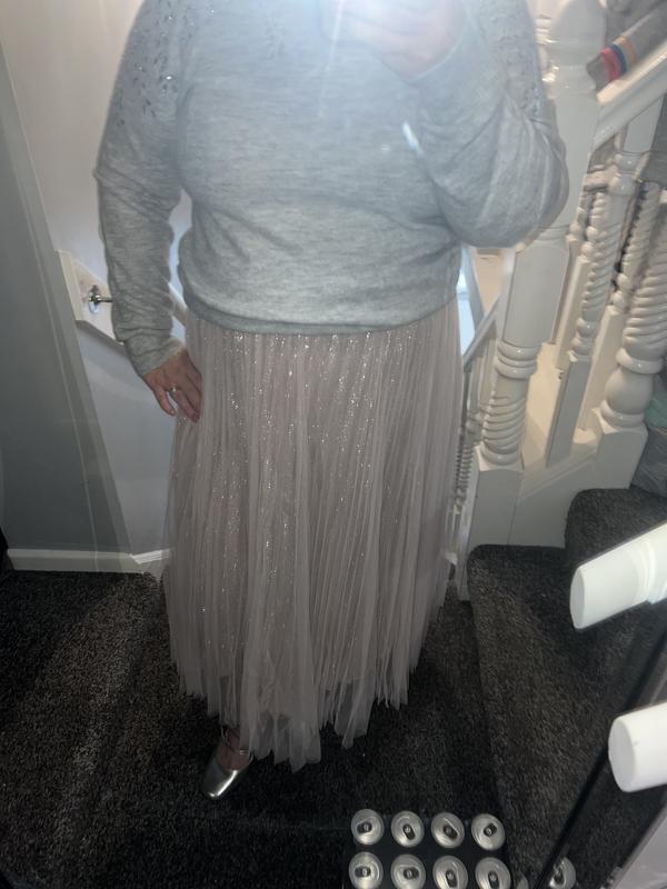 Newlook silver pleated outlet skirt