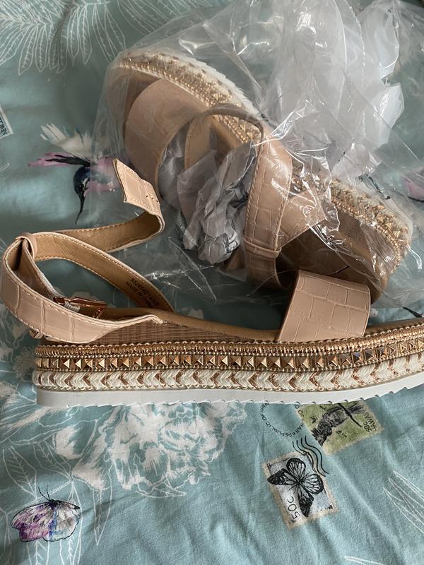 Gold studded flatforms deals