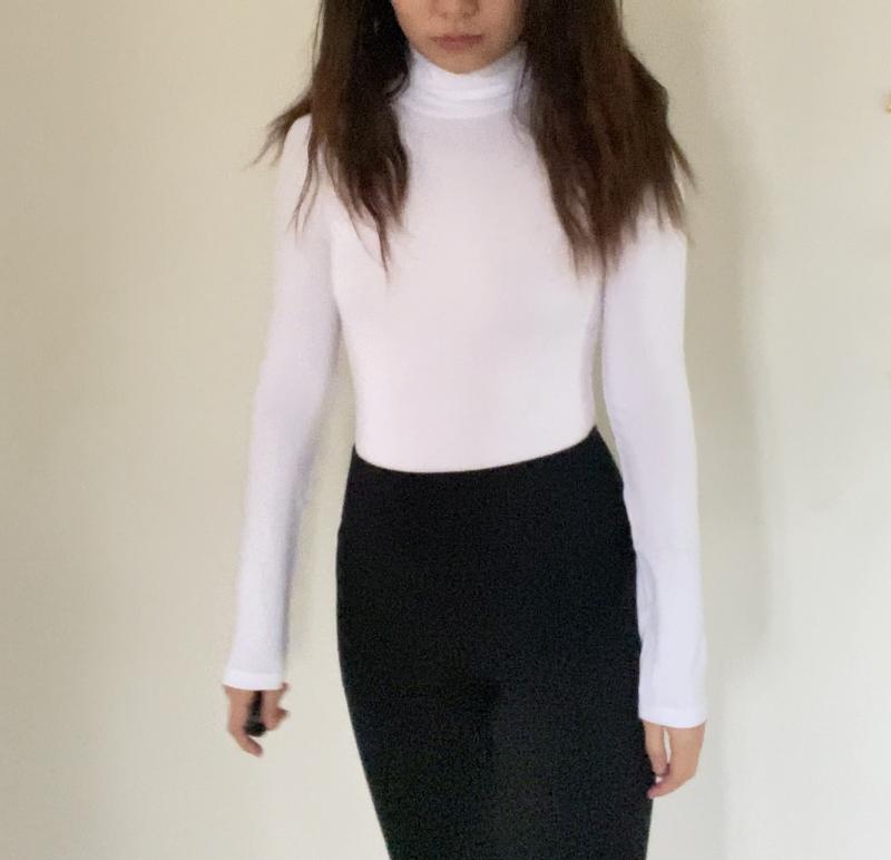 BrickBlack - Long-Sleeve High-Neck Cutout Bodysuit Top