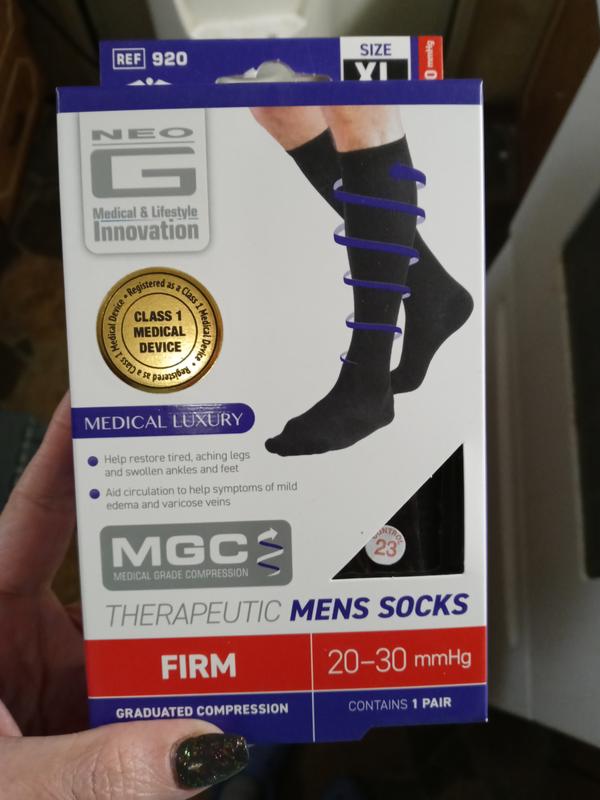 Made in USA - Mens Compression Socks 20-30mmHg Varicose Veins - Gray,  X-Large