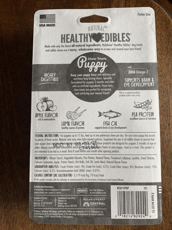 Nylabone Edible, Healthy, Small, Long Lasting Natural Lamb and Apple Treats